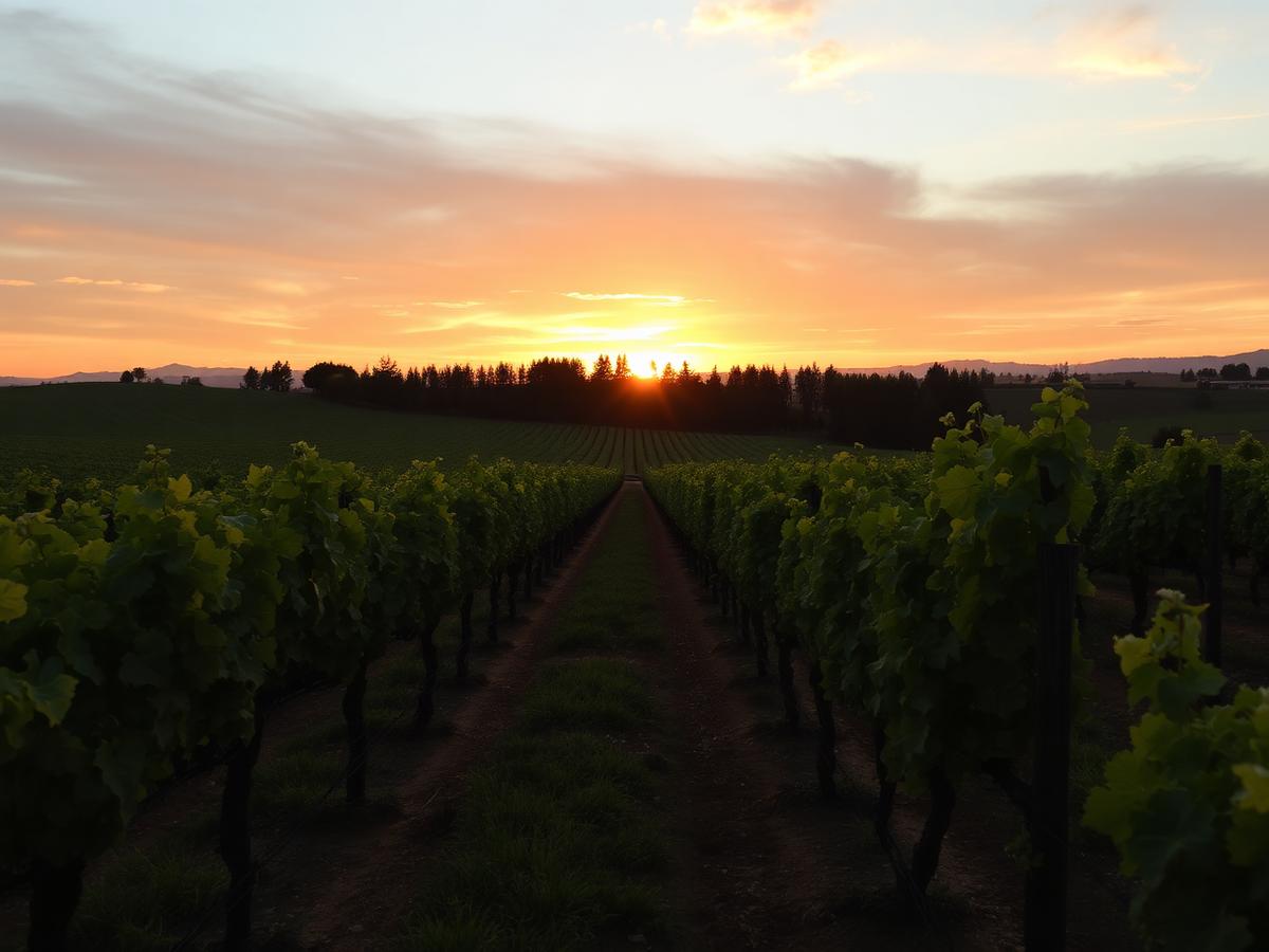 Vinhedos ao pôr do sol